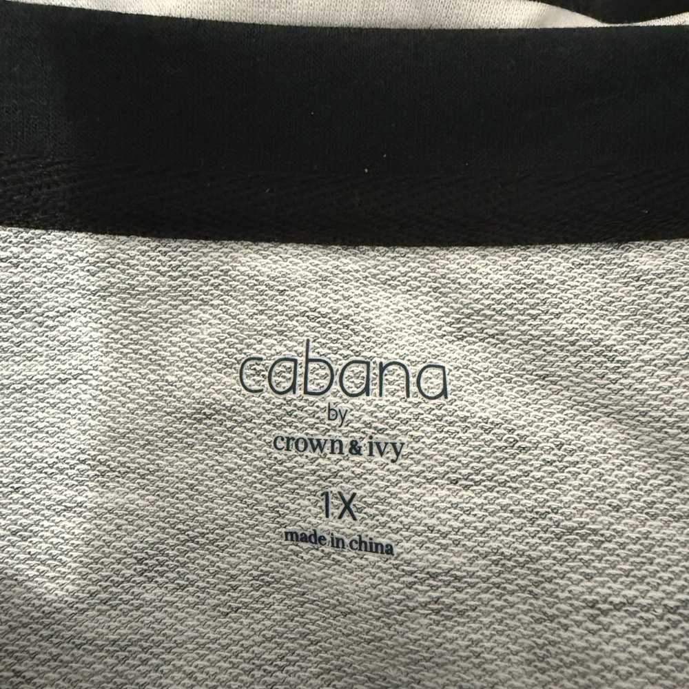 Crown & Ivy Cabana 1X Black and White Cabana Top with Colorful Stripes - Picture 3 of 3